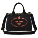 プラダ PRADA CANAPA　カナパ　キャンバス　トートバッグ 2WAYトートバッグ ブラック×オレンジ 1BG439 ZKIOOX T38