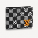 ルイ ヴィトン ポルトフォイユ ミュルティプル（二つ折財布/札入れ） ダミエ ディストーテッド キャンバス ブラック×ホワイト×オレンジ M80171
